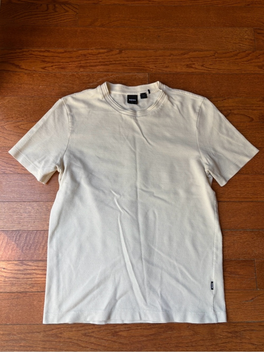 HUGO BOSS CREAM WAFFLE KNIT T SHIRT